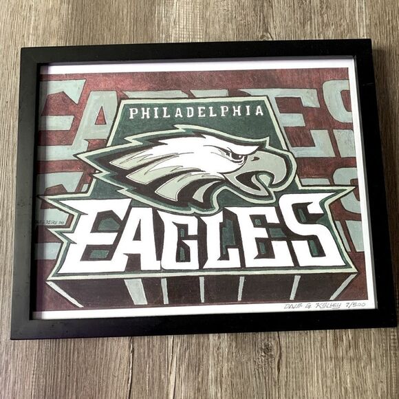 Philadelphia Eagles Sketch Drawing Art Picture Frame Memorabilia Man Cave 2013 - Picture 1 of 7